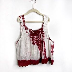 Anthro Raga Tie Dye Eyelet Cropped Tank